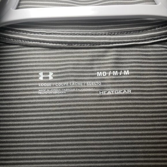 Under Armour Gray Stripe loose Heat Gear Long Sleeve Athletic Pullover Womens M - Picture 2 of 9